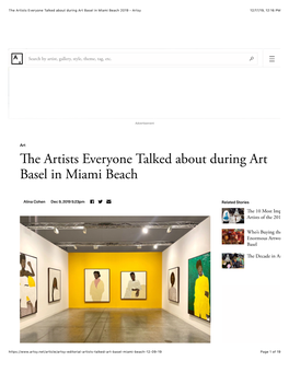 The Artists Everyone Talked About During Art Basel in Miami Beach 2019 - Artsy 12/17/19, 12(16 PM
