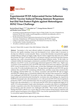 Experimental PCEP-Adjuvanted Swine Influenza H1N1 Vaccine