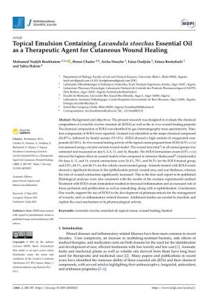 Topical Emulsion Containing Lavandula Stoechas Essential Oil As a Therapeutic Agent for Cutaneous Wound Healing