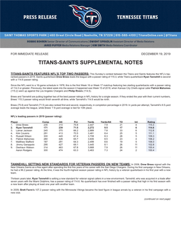 Titans-Saints Supplemental Notes