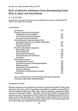 Phenolic Substances from Decomposing Forest Litter in Plant-Soil Interactions