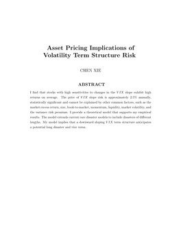 Asset Pricing Implications of Volatility Term Structure Risk