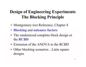 Design of Engineering Experiments the Blocking Principle