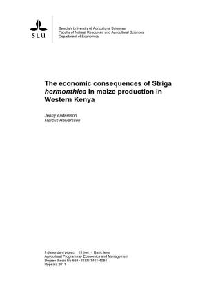 The Economic Consequences of Striga Hermonthica in Maize Production in Western Kenya