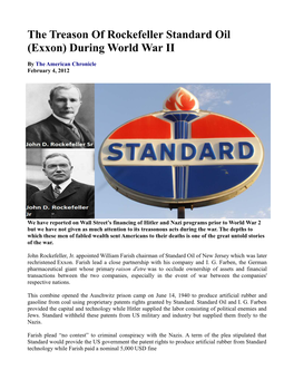 The Treason of Rockefeller Standard Oil (Exxon) During World War II
