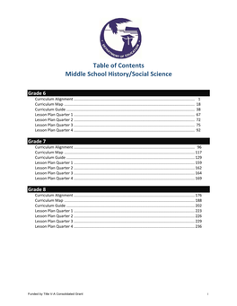 Table of Contents Middle School History/Social Science