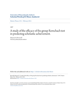 A Study of the Efficacy of the Group Rorschach Test in Predicting Scholastic Achievement
