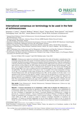 International Consensus on Terminology to Be Used in the Field of Echinococcoses