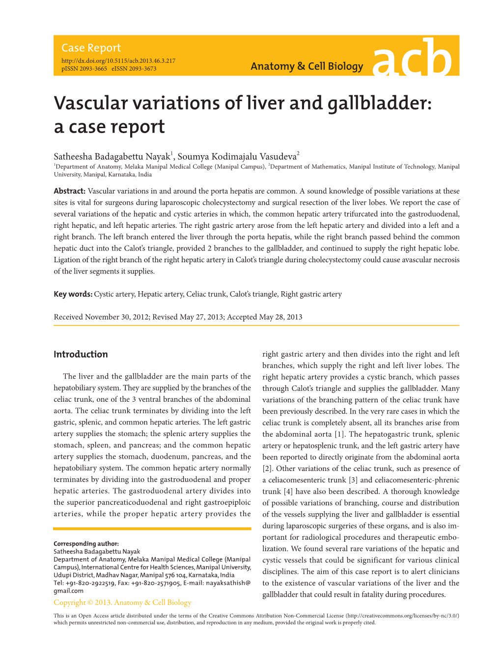 Vascular Variations of Liver and Gallbladder: a Case Report