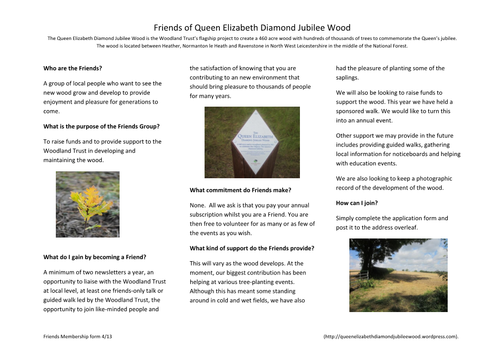 Friends of Queen Elizabeth Diamond Jubilee Wood