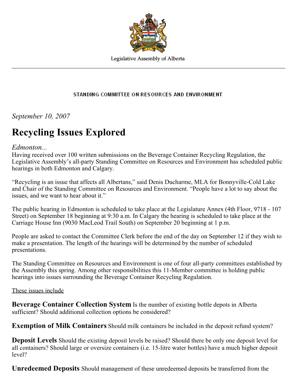 Recycling Issues Explored