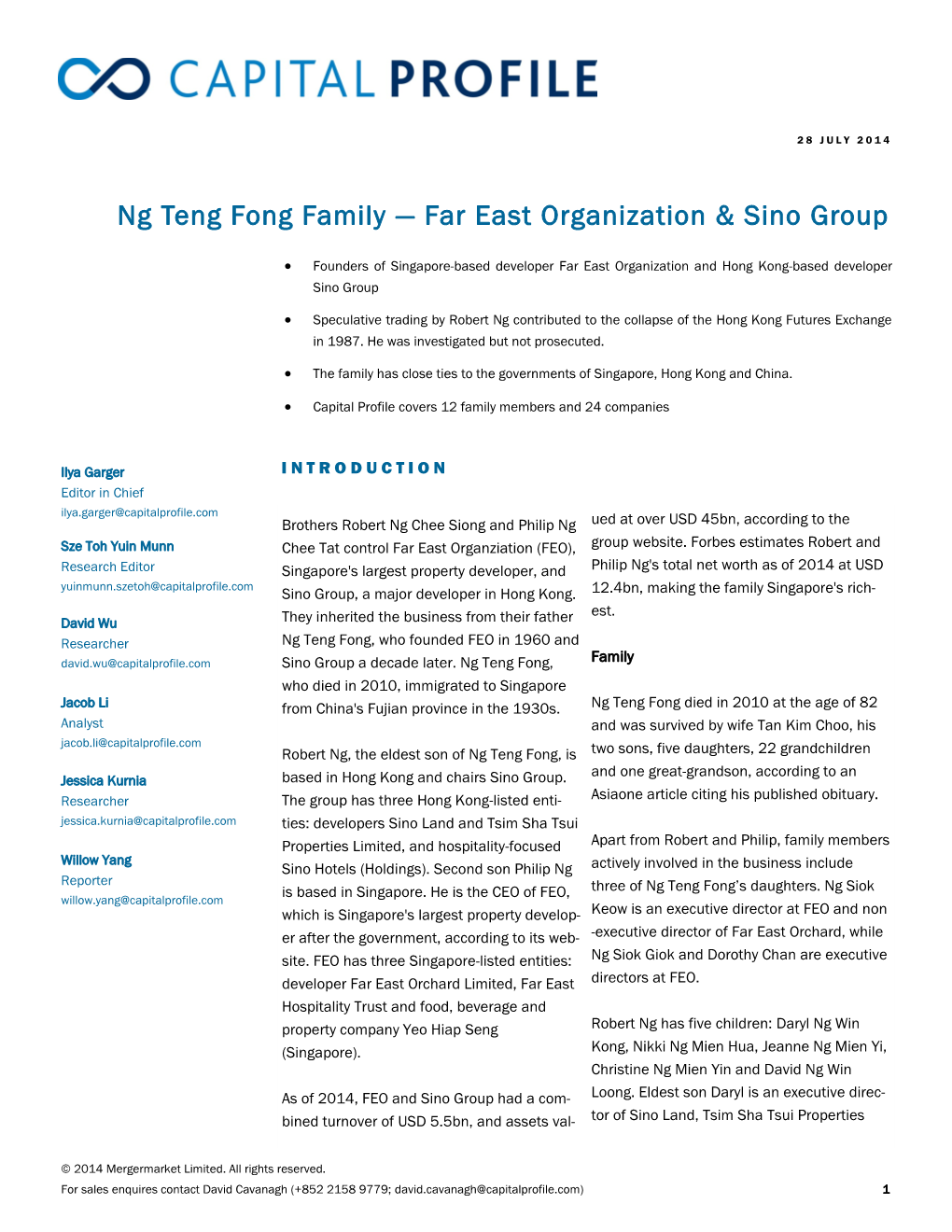 Ng Teng Fong Family — Far East Organization & Sino Group