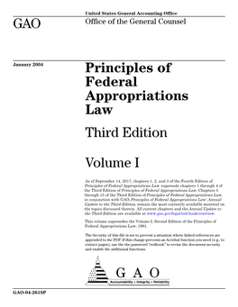 Principles of Federal Appropriations