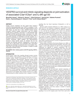 VEGFR2 Survival and Mitotic Signaling Depends on Joint Activation of Associated C3ar1/C5ar1 and IL-6R–Gp130 Ming-Shih Hwang1,*, Michael G