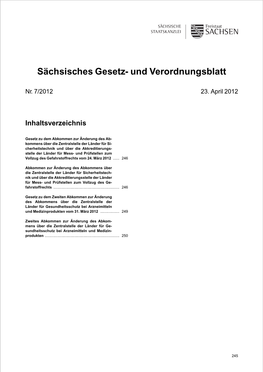 Sächsisches Gesetz- Und Verordnungsblatt 7/2012