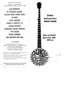 Duke Folk Festival Program 1968