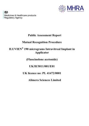 Public Assessment Report Mutual Recognition Procedure ILUVIEN