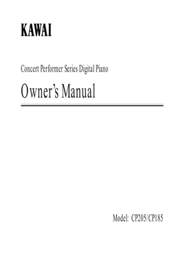 Concert Performer Series Digital Piano Owner’S Manual