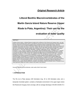 Original Research Article Littoral Benthic Macroinvertebrates of The