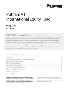 Putnam VT International Equity Fund