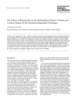 The Effect of Respiration on the Monitoring of Stroke Volume and Cardiac Output by the Electrical Impedance Technique