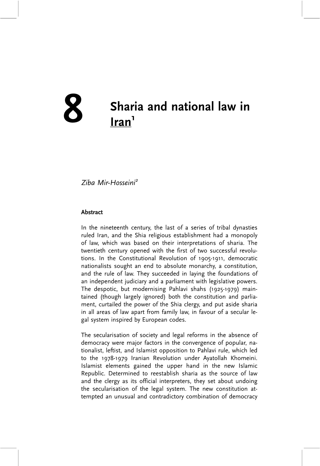 8 Sharia and National Law in Iran