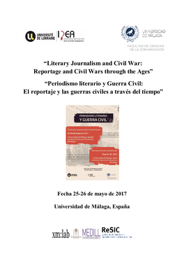 Literary Journalism and Civil War: Reportage and Civil Wars Through the Ages
