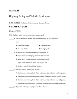 Highway Safety and Vehicle Extrication