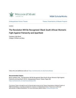 Black South African Women's Fight Against Patriarchy and Apartheid