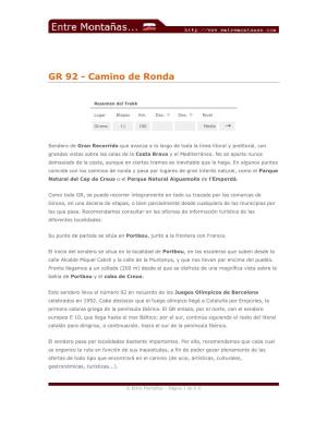 GR 92 - Camino De Ronda