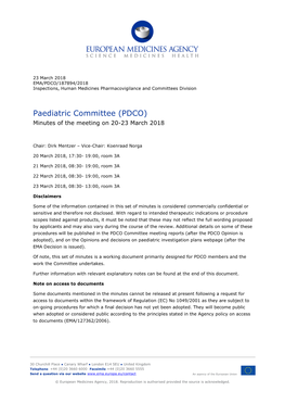 (PDCO) Minutes of the Meeting on 20-23 March 2018