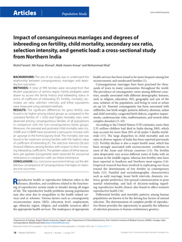 Impact of Consanguineous Marriages and Degrees of Inbreeding On