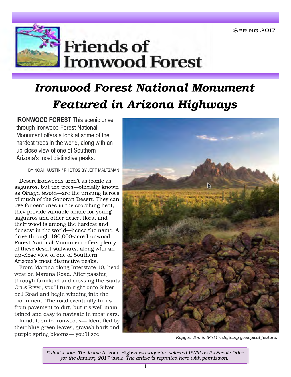 Friends of Ironwood Forest, Spring 2017