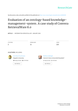 Evaluation of an Ontology-Based Knowledge- Management-System. a Case Study of Convera Retrievalware 8.0