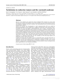 Tachykinins in Endocrine Tumors and the Carcinoid Syndrome