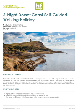 5-Night Dorset Coast Self-Guided Walking Holiday