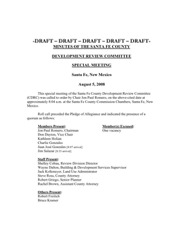 Draft – Draft – Draft – Draft – Draft- Minutes of the Santa Fe County