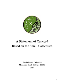 A Statement of Concord Based on the Small Catechism