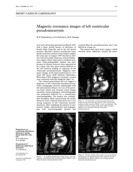 Magnetic Resonance Images of Left Ventricular Pseudoaneurysm