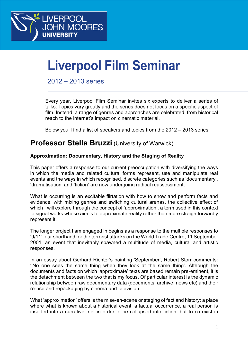 Liverpool Film Seminar 2012 – 2013 Series