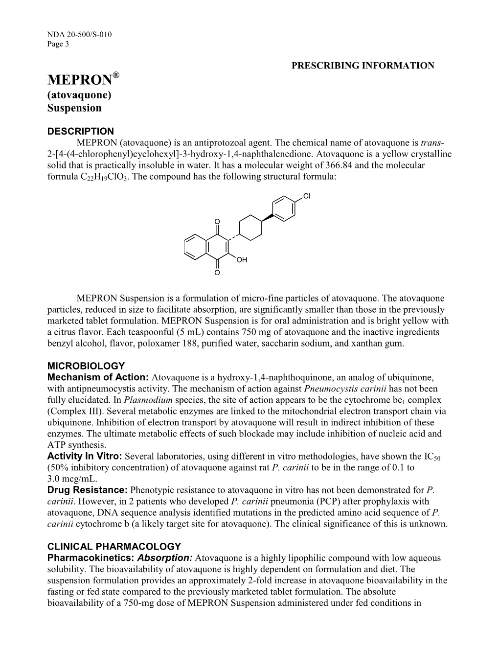 MEPRON® (Atovaquone) Suspension
