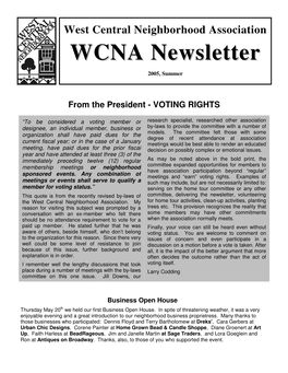 WCNA Newsletter