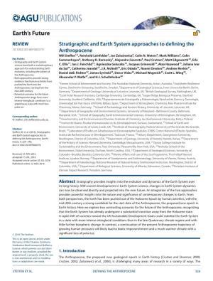 Stratigraphic and Earth System Approaches to Defining The