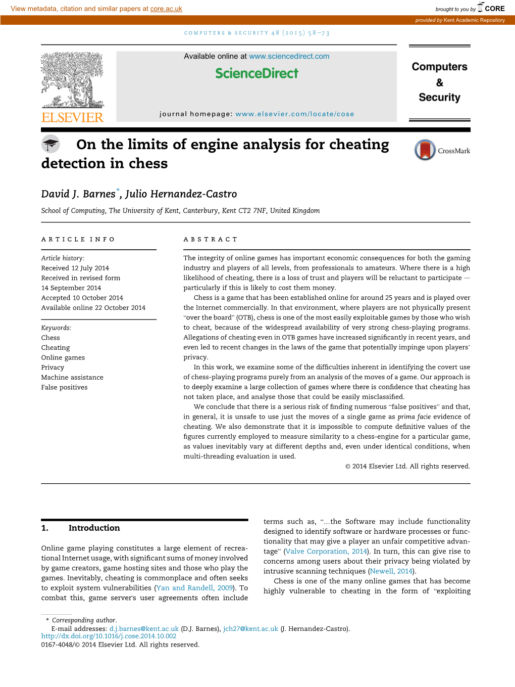 On the Limits of Engine Analysis for Cheating Detection in Chess