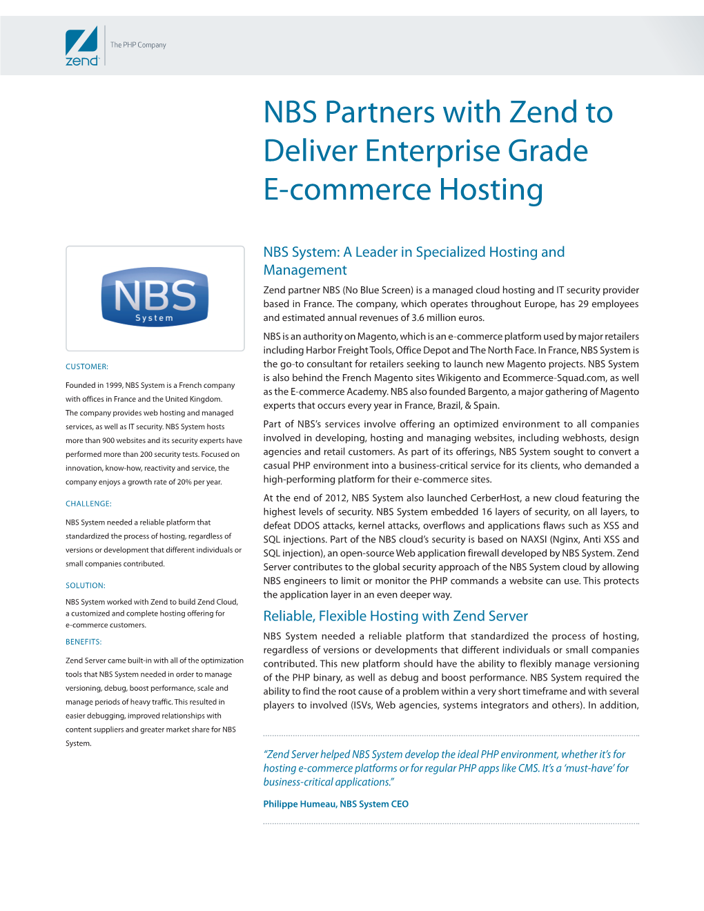 NBS Partners with Zend to Deliver Enterprise Grade E-Commerce Hosting