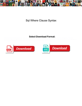 Sql Where Clause Syntax