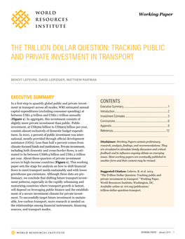 The Trillion Dollar Question: Tracking Public and Private Investment in Transport