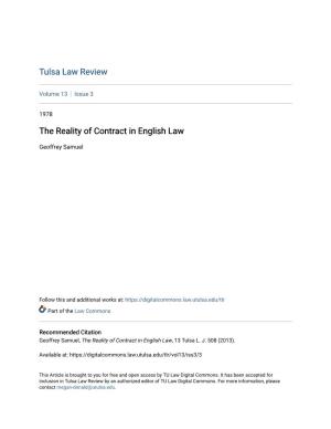 The Reality of Contract in English Law