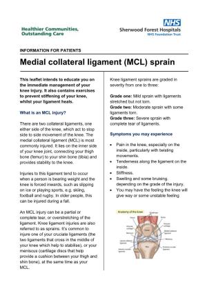 Medial Collateral Ligament (MCL) Sprain