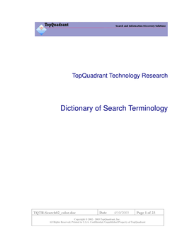 Dictionary of Search Terminology